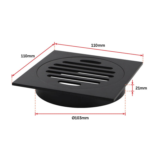 Square Black Floor Grate Drain 110 Mm Full Brass Construction Drain Grates