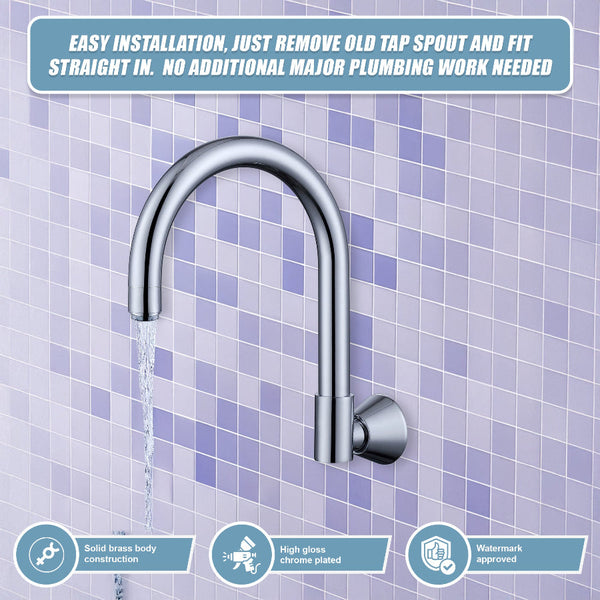 High Reach Swivel Wall Kitchen Laundry Bath Basin Spout Kitchen Taps