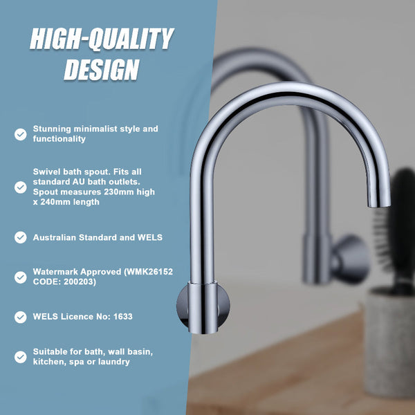 High Reach Swivel Wall Kitchen Laundry Bath Basin Spout Kitchen Taps