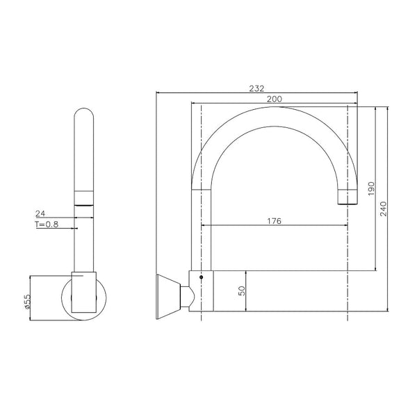 High Reach Swivel Wall Kitchen Laundry Bath Basin Spout Kitchen Taps