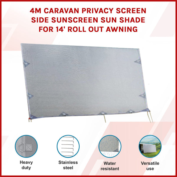 4M Privacy Screen Side Sunscreen Shade For 14' Roll Out Awning Garden Privacy Screens