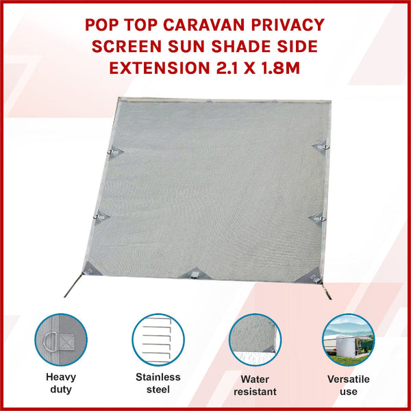 Pop Top Privacy Screen Sun Shade Side Extension 2.1 X 1.8M Awnings