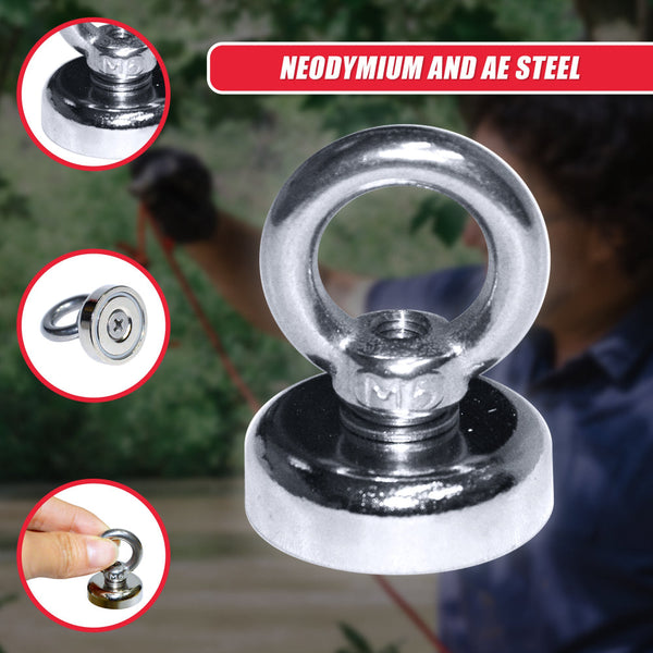 12Kg Salvage Strong Mag Net N52 Neodymium Eyebolt Circular Ring Lifting Magnets