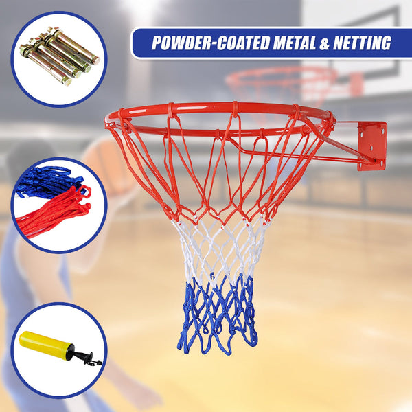 Pro Size Wall Mounted Basketball Hoop Ring Goal Net Rim Dunk Shooting Outdoor Basketballs