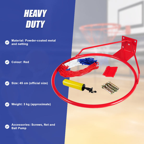 Pro Size Wall Mounted Basketball Hoop Ring Goal Net Rim Dunk Shooting Outdoor Basketballs