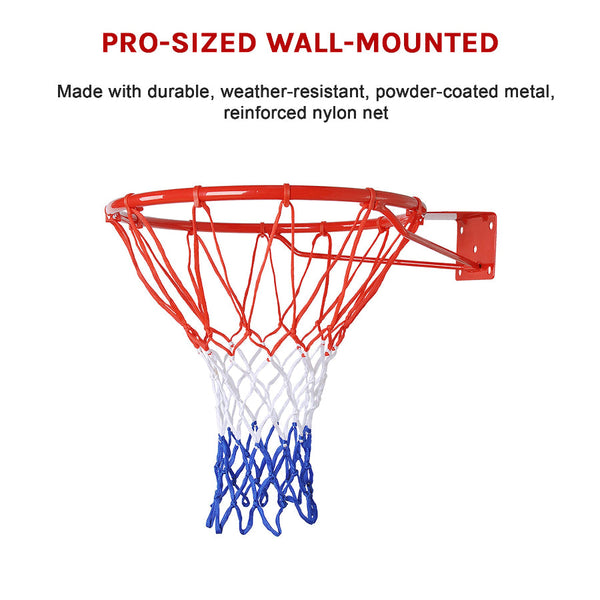 Pro Size Wall Mounted Basketball Hoop Ring Goal Net Rim Dunk Shooting Outdoor Basketballs