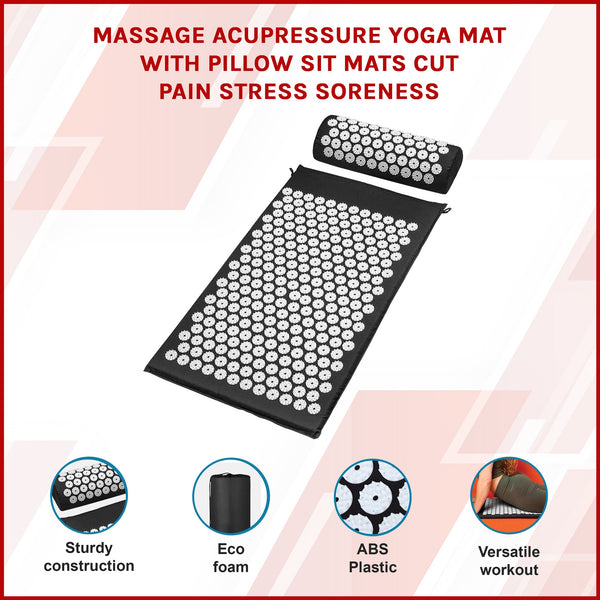 Massage Acupressure Yoga Mat With Pillow Sit Mats Cut Pain Stress Soreness Exercise Mats