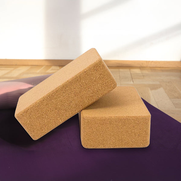 2 X Cork Yoga Block Organic Prop Accessory Exercise Brick Yoga Props