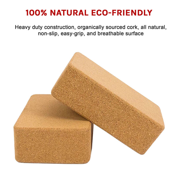 2 X Cork Yoga Block Organic Prop Accessory Exercise Brick Yoga Props