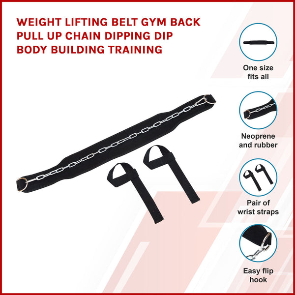 Weight Lifting Belt Gym Back Pull Up Chain Dipping Body Building Training Belts