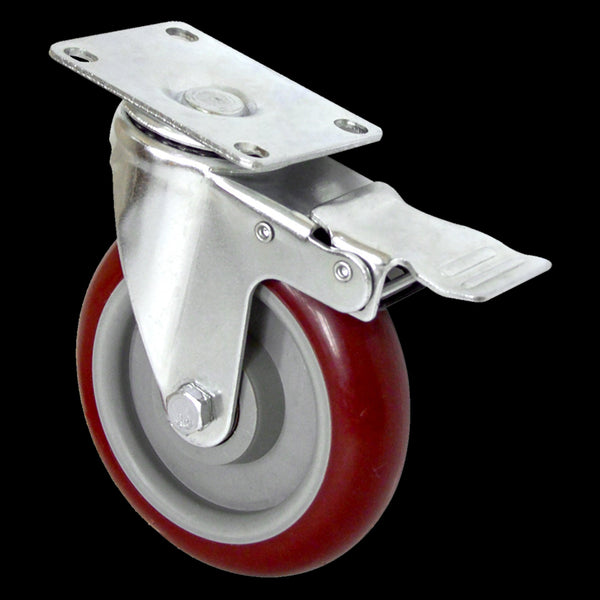 4 X 5" Heavy Duty 400Kg Swivel Trolley Furniture Caster All Brake Castor Wheels