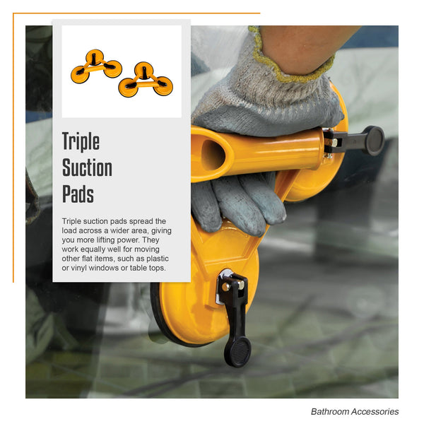 2X 150Kg Load Aluminum Triple Suction Cup Pad Glazer Glass Sucker Remover Lifter Other Hand Tools