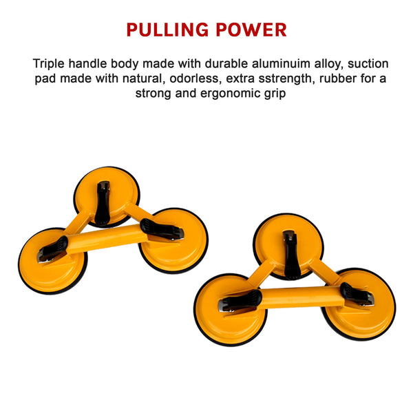 2X 150Kg Load Aluminum Triple Suction Cup Pad Glazer Glass Sucker Remover Lifter Other Hand Tools