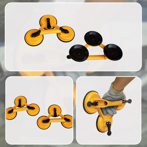 2X 150Kg Load Aluminum Triple Suction Cup Pad Glazer Glass Sucker Remover Lifter Other Hand Tools