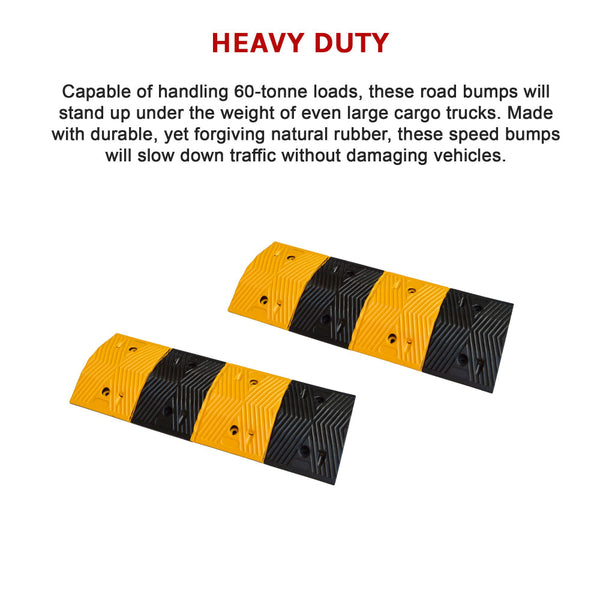 Pair Of 1M Long 60T Load Rubber Speed Bump Hump Modular Humps Road Other Safety Signs