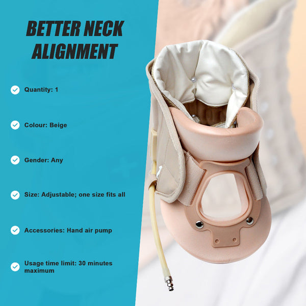 Neck Traction Air Decompression Support Brace Cervical Collar Hand Pump Beige Orthotics Braces & Sleeves