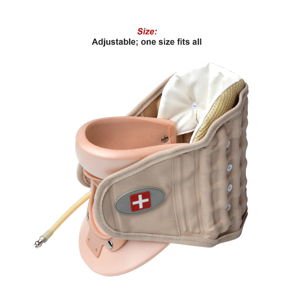 Neck Traction Air Decompression Support Brace Cervical Collar Hand Pump Beige Orthotics Braces & Sleeves