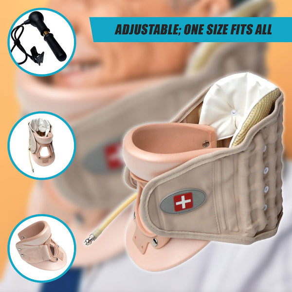 Neck Traction Air Decompression Support Brace Cervical Collar Hand Pump Beige Orthotics Braces & Sleeves
