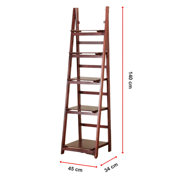 5 Tier Ladder Shelf Stand Storage Book Shelves Shelving Display Rack Bookshelves