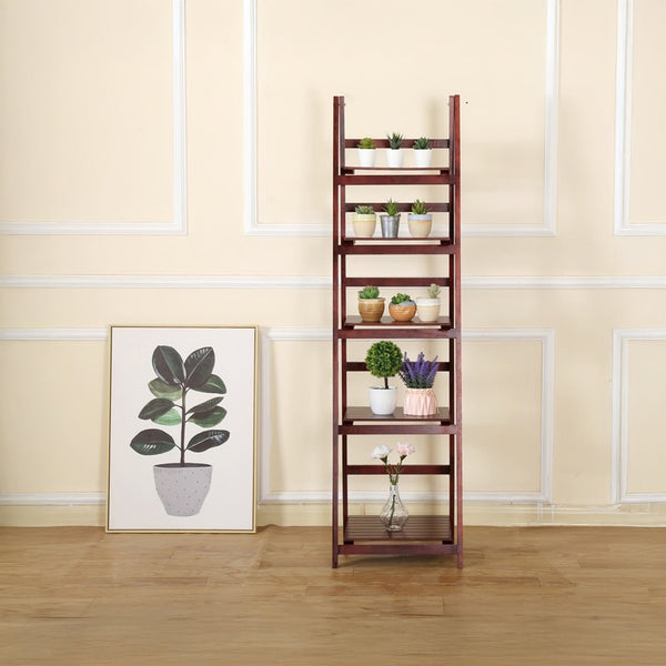 5 Tier Ladder Shelf Stand Storage Book Shelves Shelving Display Rack Bookshelves