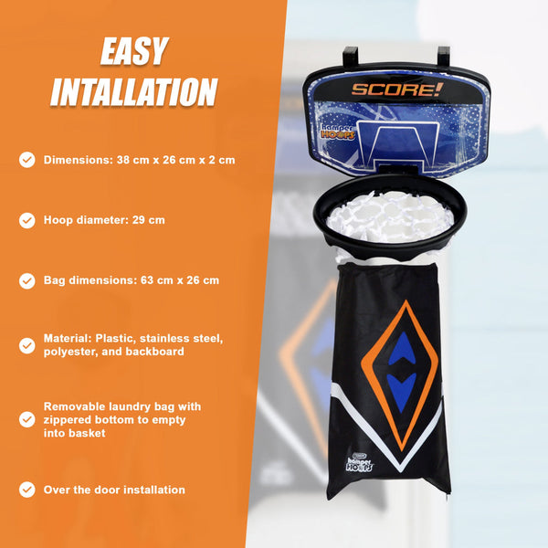 Hamper Basketball Laundry Hoop Hanging Clothes Storage Kids Fun Door Bag Laundry Baskets & Hampers