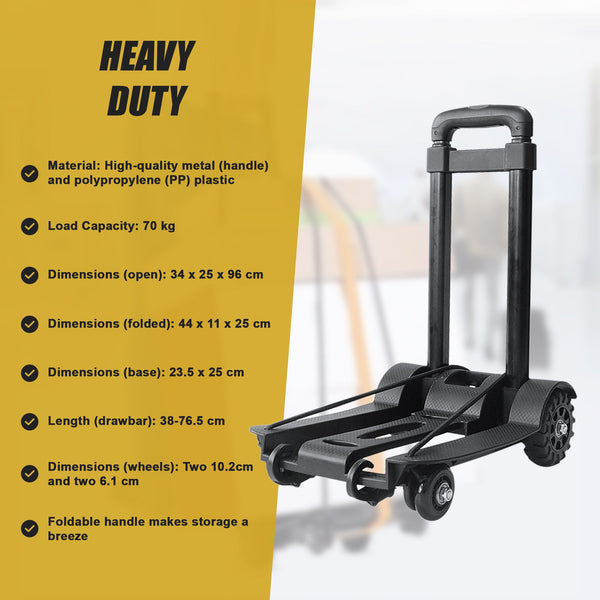 Cart Folding Dolly Push Truck Hand Collapsible Trolley Luggage 70Kg Workshop Dollies