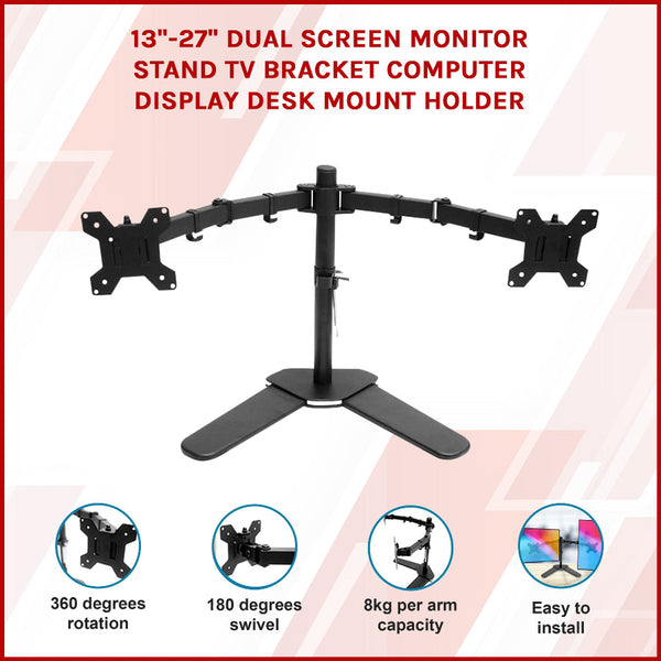 13" 27" Dual Screen Monitor Stand Tv Bracket Computer Display Desk Mount Holder Monitor Mounts & Stands