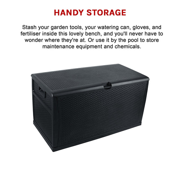 Patio Deck Box Outdoor Storage Plastic Bench 450 Litre Storage Deck Boxes