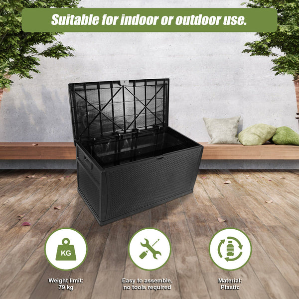 Patio Deck Box Outdoor Storage Plastic Bench 450 Litre Storage Deck Boxes