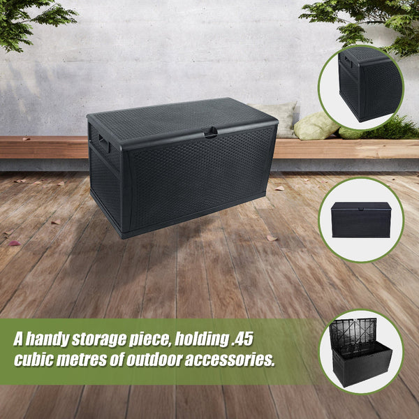 Patio Deck Box Outdoor Storage Plastic Bench 450 Litre Storage Deck Boxes