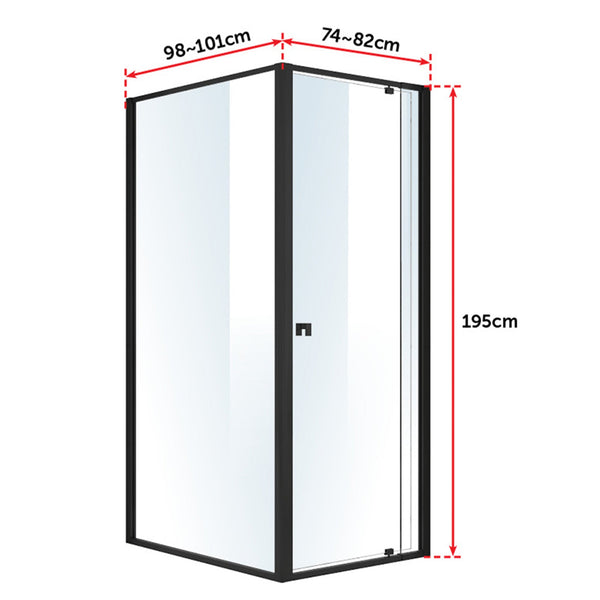 Semi Frameless Shower Screen (74~82)X 195Cm & (98~101)X Side As/Nzs Glass Shower Enclosures