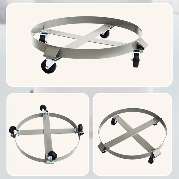 Drum Dolly 450Kg 55 Gallon W Swivel Casters Heavy Duty Steel Frame Non Tipping Workshop Dollies