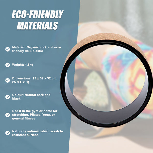 Yoga Pilates Wheel Cork Circle Prop Back Chest Hips Abdomen Stretch Roller Yoga Props