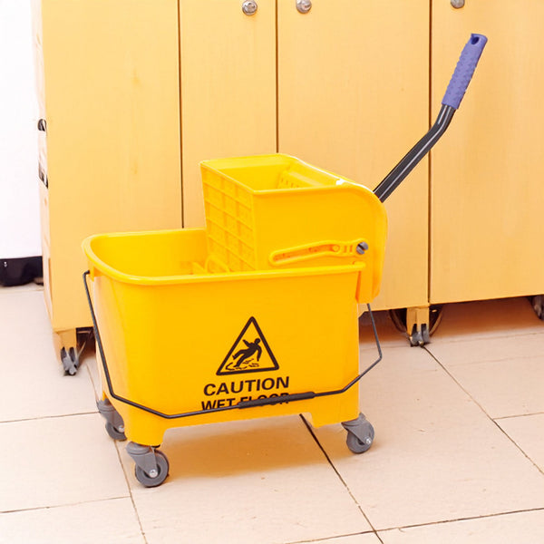 20L Deluxe Mop Wringer Bucket Side Press Janitor Commercial Cleaning Mops Brooms & Scrubbers
