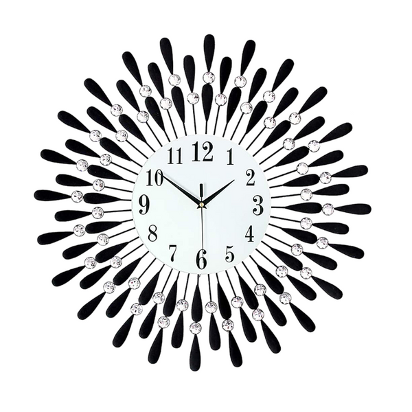 Large Modern 3D Crystal Wall Clock Luxury Art Metal Round Home Decor Wall Clocks
