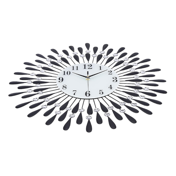 Large Modern 3D Crystal Wall Clock Luxury Art Metal Round Home Decor Wall Clocks