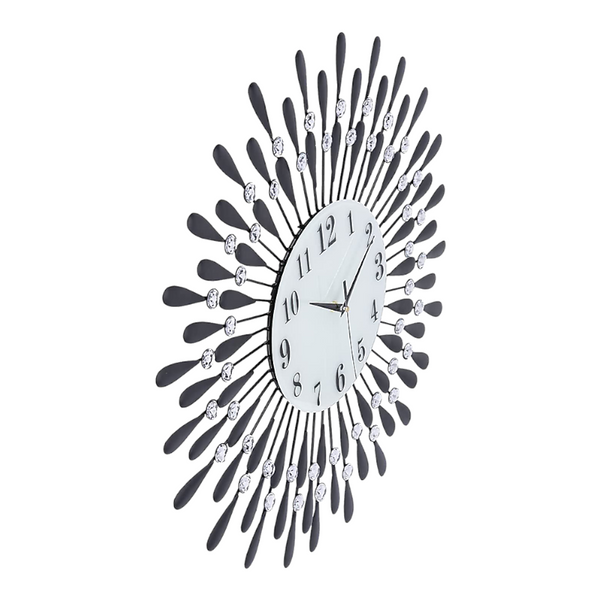 Large Modern 3D Crystal Wall Clock Luxury Art Metal Round Home Decor Wall Clocks