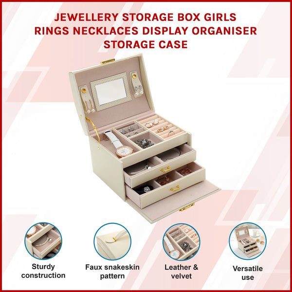 Veile Studios Jewellery Storage Box Girls Rings Necklaces Display Organiser Case Jewellery Boxes