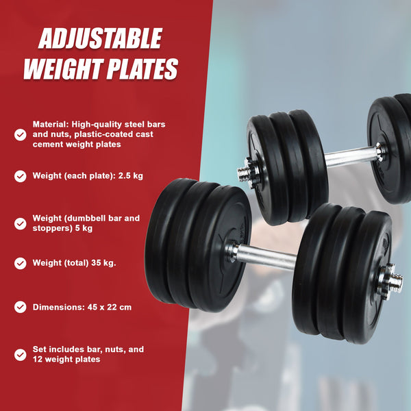 35Kg Dumbbell Adjustable Weight Set Dumbbells