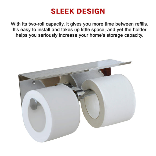 Stainless Steel Double Toilet Paper Holder Towel Roll Tissue Rack Storage Shelf Paper Towel Holders