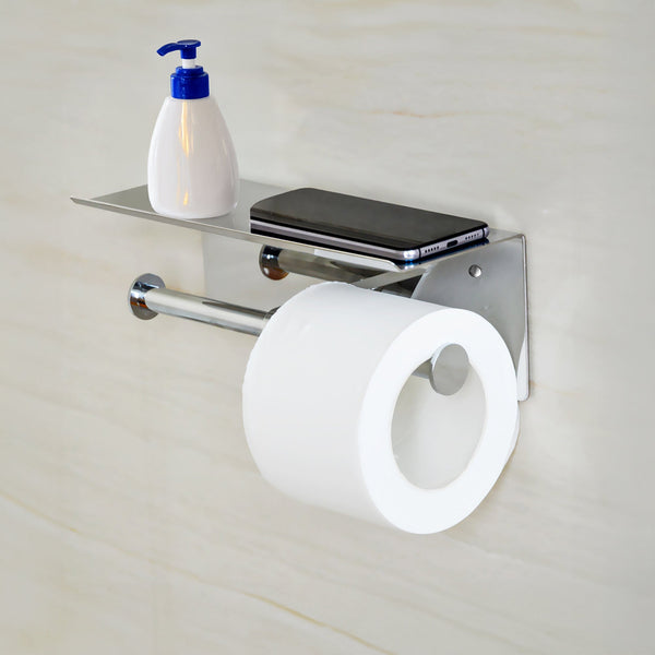 Stainless Steel Double Toilet Paper Holder Towel Roll Tissue Rack Storage Shelf Paper Towel Holders