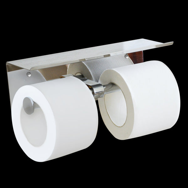 Stainless Steel Double Toilet Paper Holder Towel Roll Tissue Rack Storage Shelf Paper Towel Holders