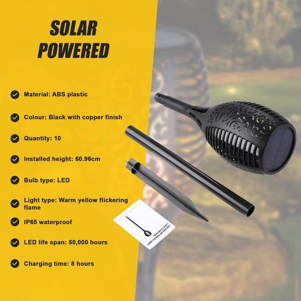 10 Pack Solar Torch Lights 96 Led Flickering Lighting Dancing Flame Garden Lamp Garden & Patio Torches