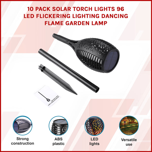 10 Pack Solar Torch Lights 96 Led Flickering Lighting Dancing Flame Garden Lamp Garden & Patio Torches