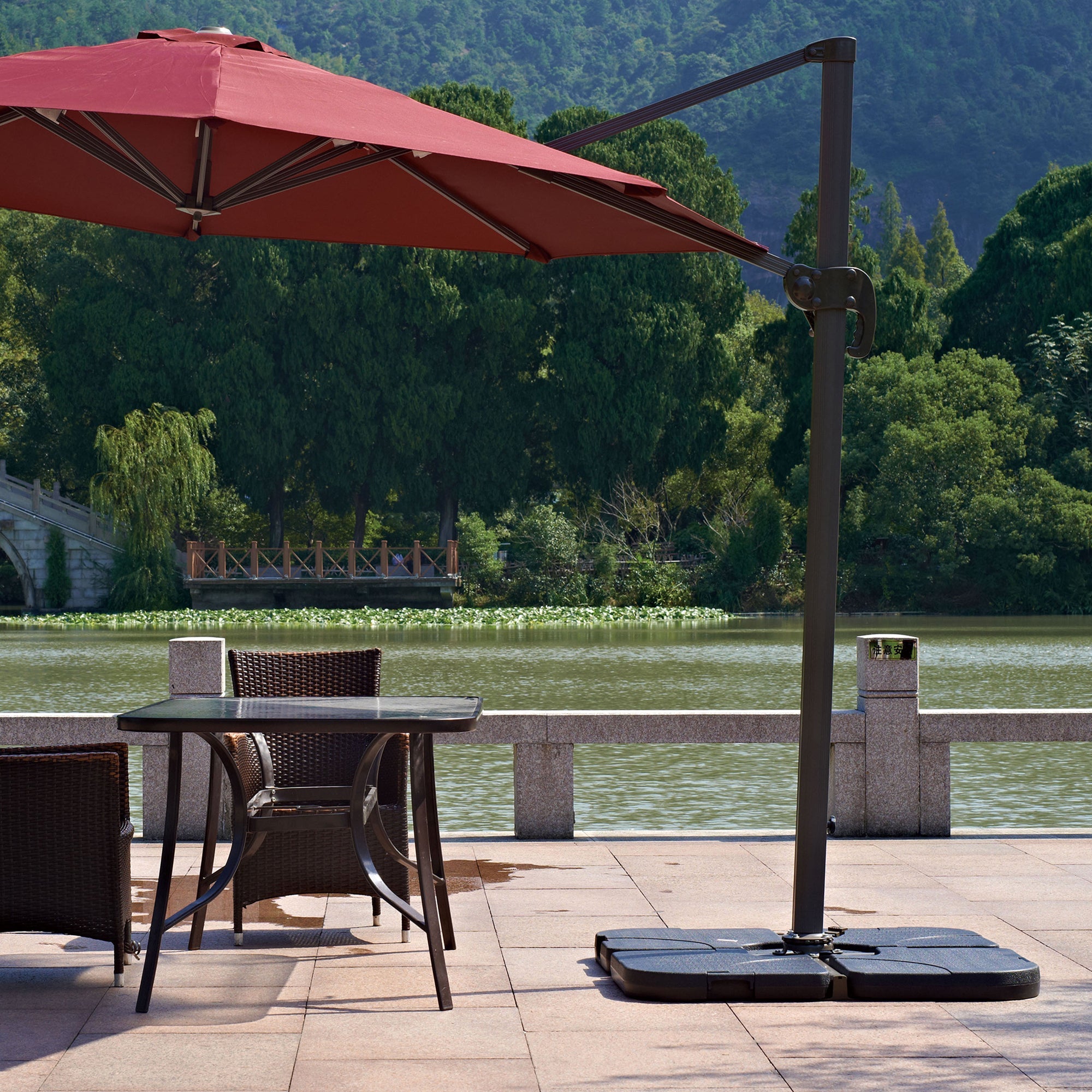 Outdoor Patio 4 Piece Cantilever Offset 3M Umbrella Base Stand Weight Water Sand Umbrella Stands