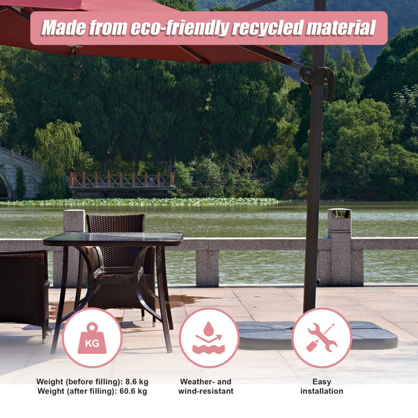Outdoor Patio 4 Piece Cantilever Offset 3M Umbrella Base Stand Weight Water Sand Umbrella Stands