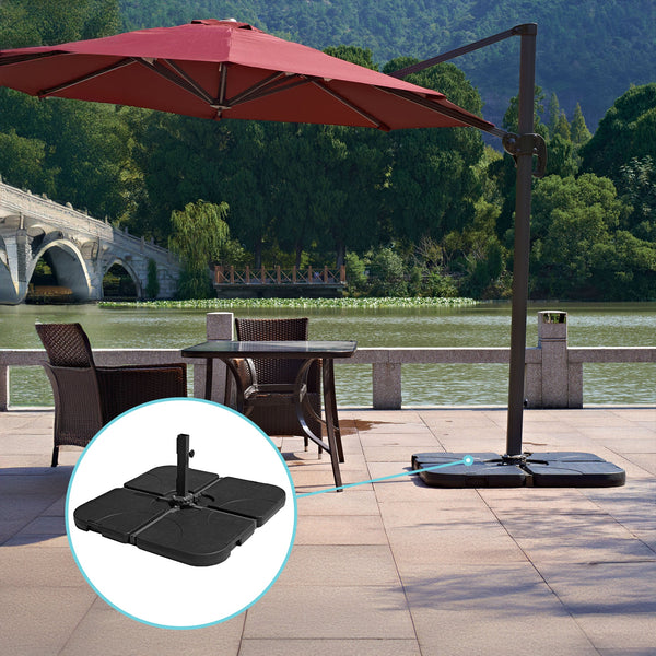 Outdoor Patio 4 Piece Cantilever Offset 3M Umbrella Base Stand Weight Water Sand Umbrella Stands