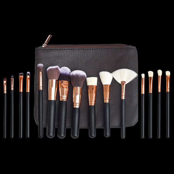 Soft 15Pcs Pro Face Powder Makeup Set Eyeshader Blending Highlight Tools Brushes