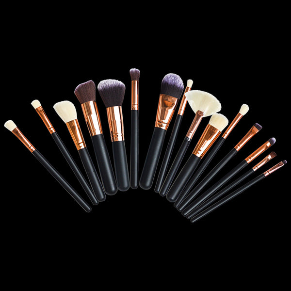 Soft 15Pcs Pro Face Powder Makeup Set Eyeshader Blending Highlight Tools Brushes