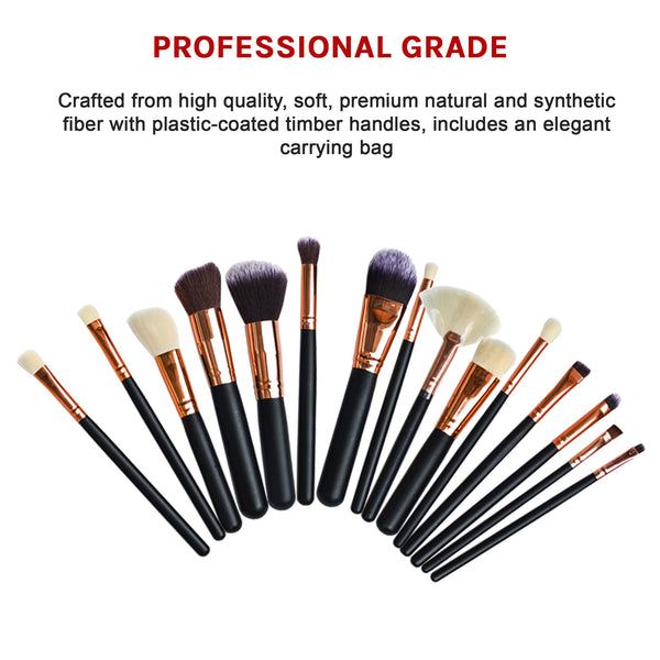 Soft 15Pcs Pro Face Powder Makeup Set Eyeshader Blending Highlight Tools Brushes